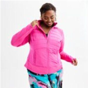 Tek Gear® Hooded Mixed-Media Jacket Plus Size magenta pink NWT 1x
